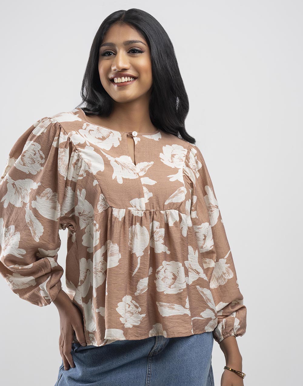 LADIES FLORAL PRINTED BLOUSE TOP