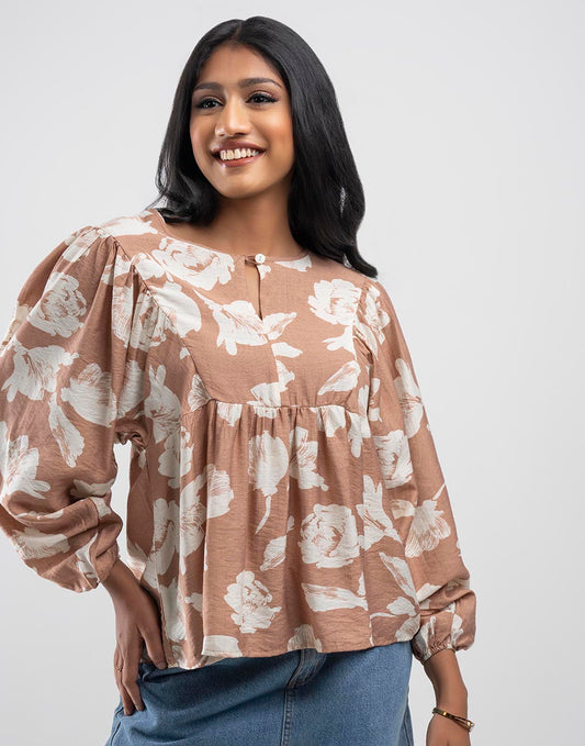 LADIES FLORAL PRINTED BLOUSE TOP