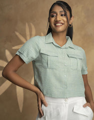 GIVO SHORT SLEEVE CROP SHIRT