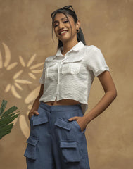 GIVO SHORT SLEEVE CROP SHIRT