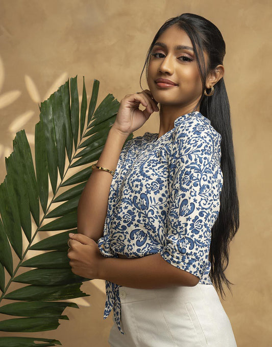 GIVO FLORAL PRINTED CROP TOP