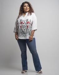 PLUS ZISE FLORAL EMBROIDERED TOP