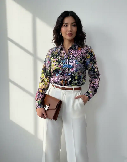 AMANI LONG SLEEVE PRINTED BLOUSE