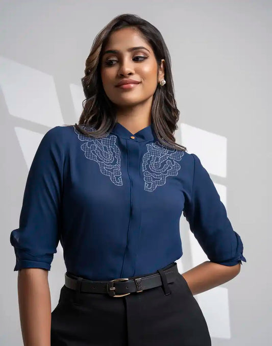 AMANI  LONG SLEEVE EMBROIDERED TOP