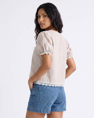 LADIES SHORT SLEEVE RUFFL TOP