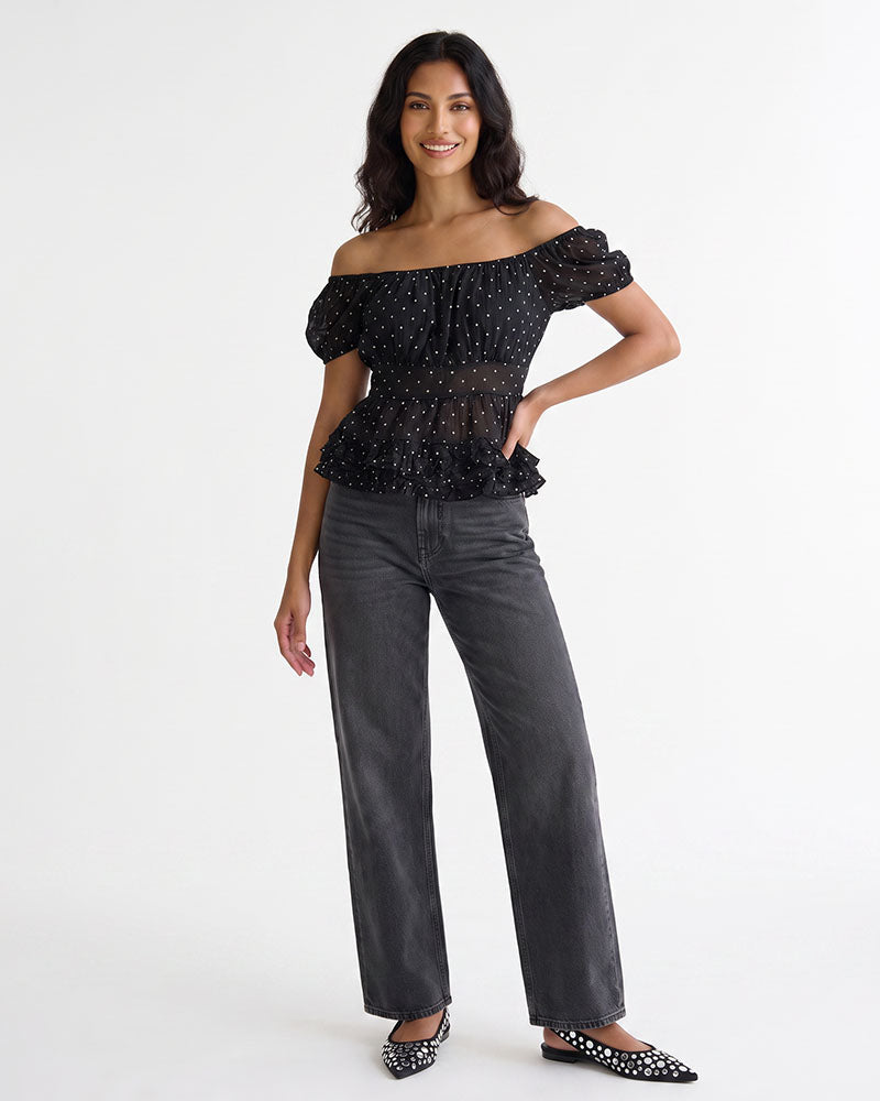 Ladies Puff Sleeve Blouse Top