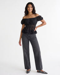 Ladies Puff Sleeve Blouse Top
