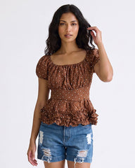 Ladies Puff Sleeve Blouse Top