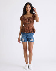 Ladies Puff Sleeve Blouse Top