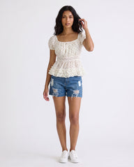 Ladies Puff Sleeve Blouse Top