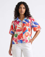 LADIES WATERCOLOR FLORAL BLOUSE TOP