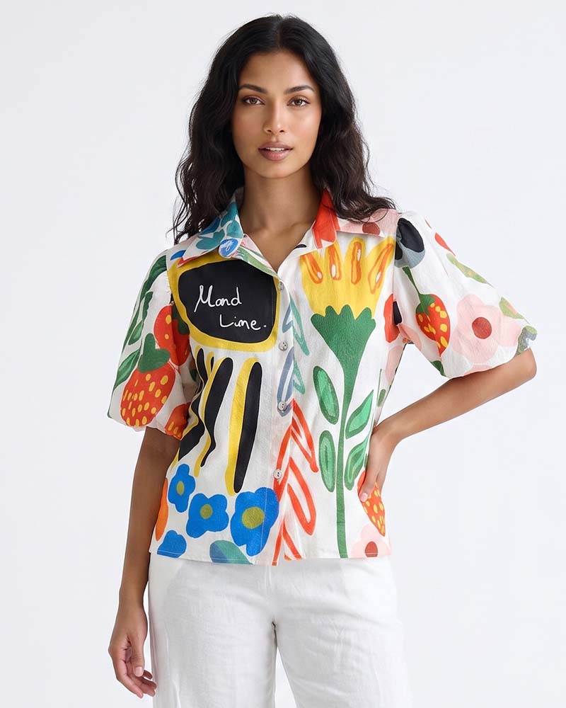 LADIES WATERCOLOR FLORAL BLOUSE TOP