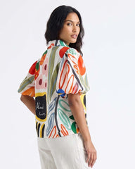 LADIES WATERCOLOR FLORAL BLOUSE TOP