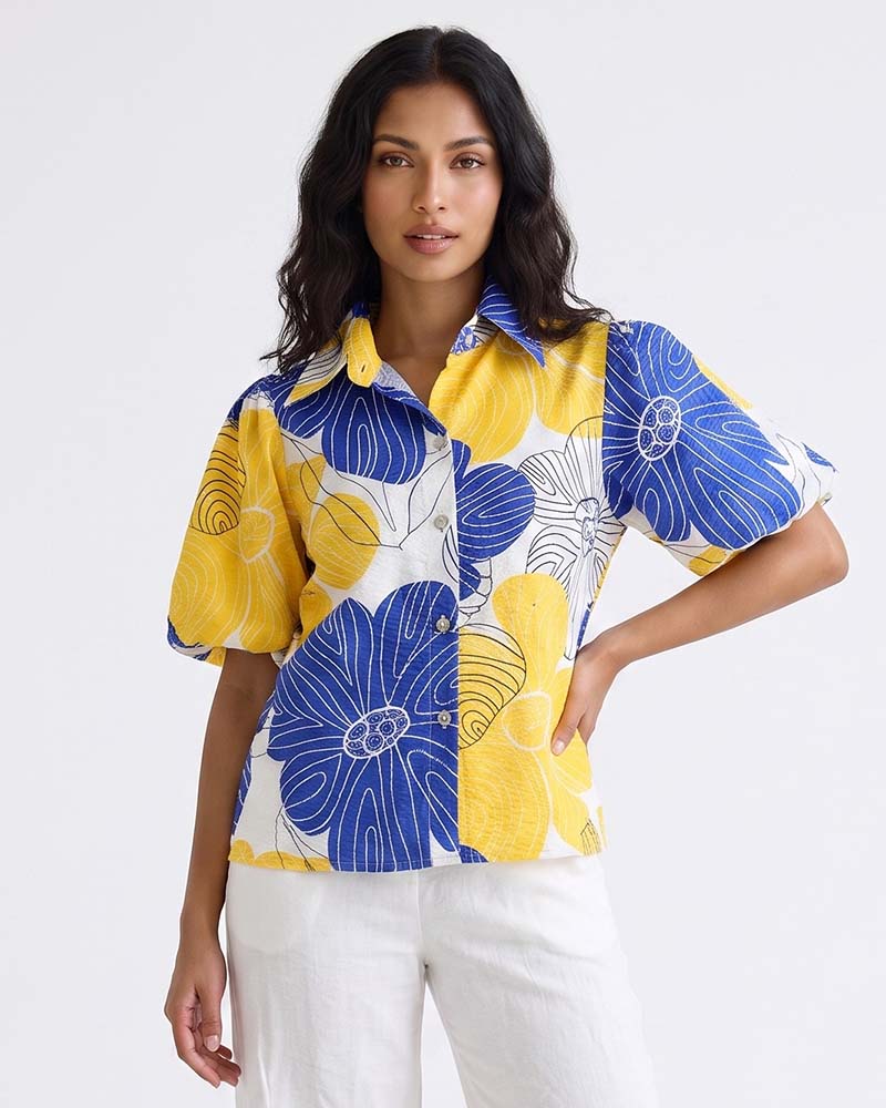 LADIES WATERCOLOR FLORAL BLOUSE TOP