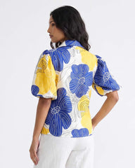 LADIES WATERCOLOR FLORAL BLOUSE TOP
