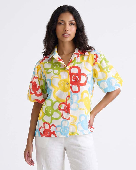 LADIES WATERCOLOR FLORAL BLOUSE TOP