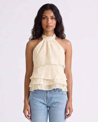 LADIES RUFFLE HALTER TOP