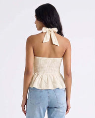 LADIES RUFFLE HALTER TOP