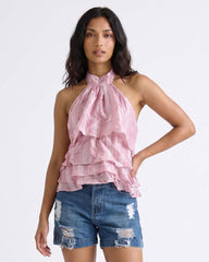 LADIES RUFFLE HALTER TOP