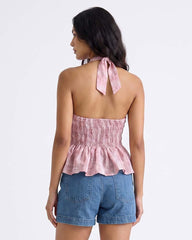 LADIES RUFFLE HALTER TOP
