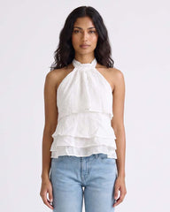 LADIES RUFFLE HALTER TOP