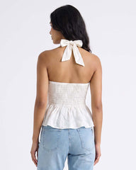 LADIES RUFFLE HALTER TOP