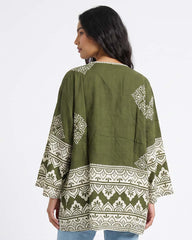 Ladies V-Neck Tunic Kaftan Style Blouse Top