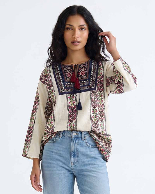 Ladies Embroidered Kaftan Blouse Top