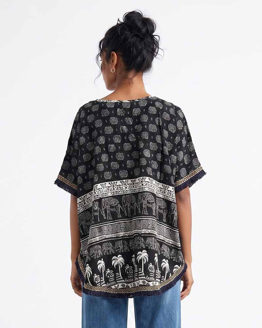 Ladies V-Neck Kaftan Style Blouse Top
