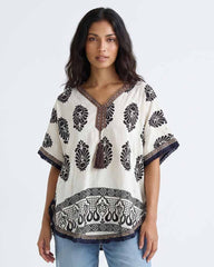 Ladies V-Neck Kaftan Style Blouse Top