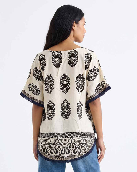 Ladies V-Neck Kaftan Style Blouse Top