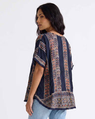 Ladies V-Neck Kaftan Style Blouse Top