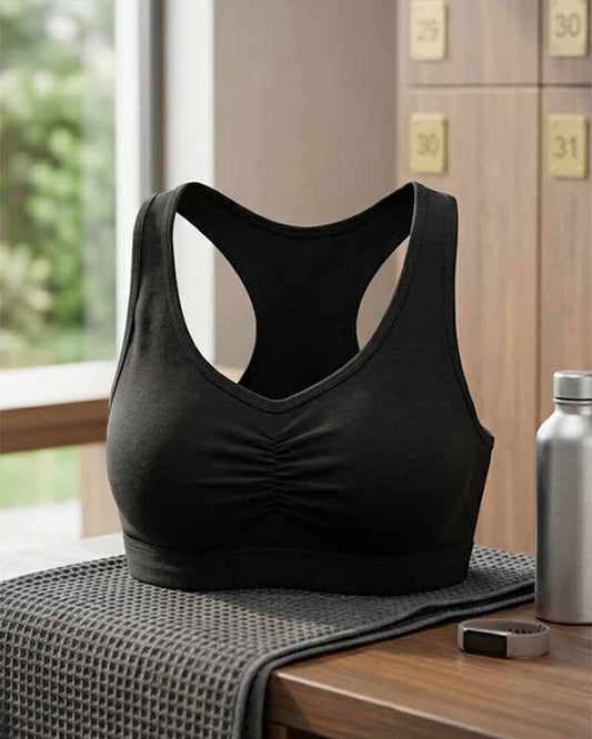 Women's padded cotton sports bra