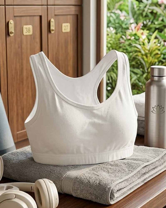 Women's padded cotton sports bra