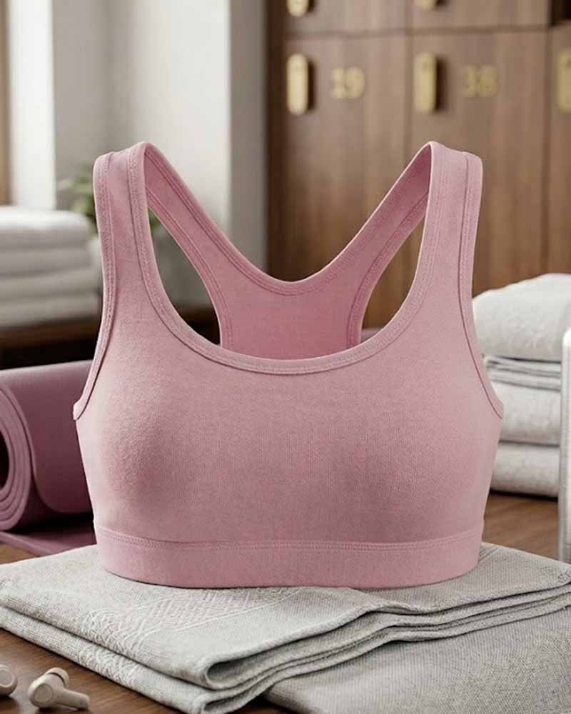 Women's padded cotton sports bra