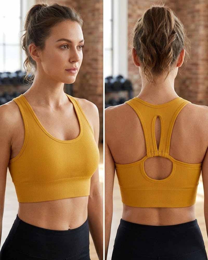 Women's padded cotton sports bra