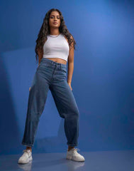 STRAIGHT- LEG DENIM JEANS