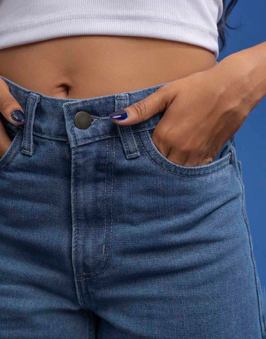 STRAIGHT- LEG DENIM JEANS