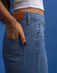 STRAIGHT- LEG DENIM JEANS