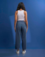 STRAIGHT- LEG DENIM JEANS