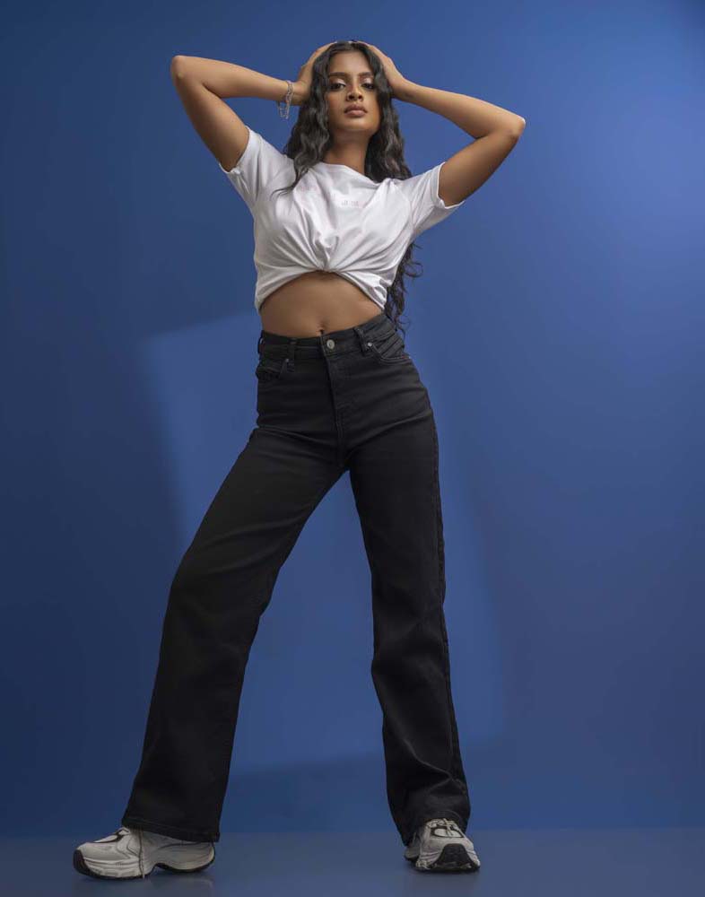 STRAIGHT- LEG DENIM JEANS