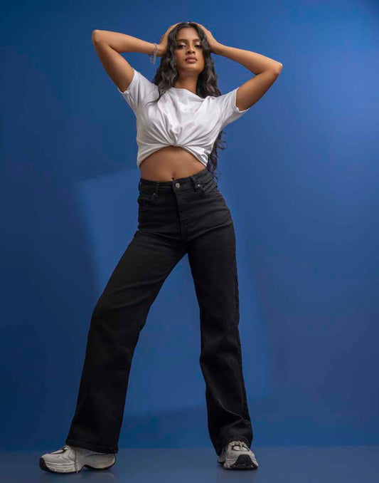 STRAIGHT- LEG DENIM JEANS