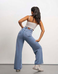 WOMEN'S WIDE LEG EMBROIDERED JEANS