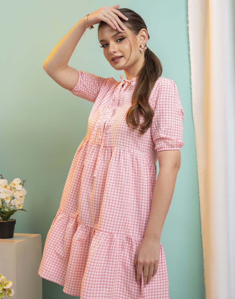 GIVO CHECKED DRESS