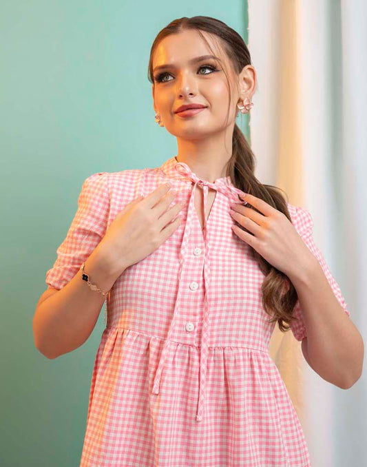 GIVO CHECKED DRESS
