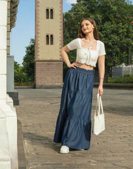 GIVO CHAMBRAY  FLARED SKIRT