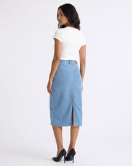 Givo Classic High-Waisted Denim Midi Skirt