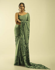 ETHNIC FUSION PRINTED BATIK INSPIRED SILK SAREE