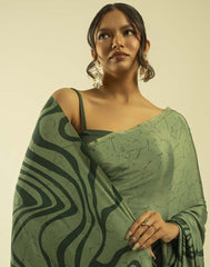 ETHNIC FUSION PRINTED BATIK INSPIRED SILK SAREE