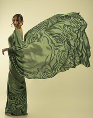 ETHNIC FUSION PRINTED BATIK INSPIRED SILK SAREE